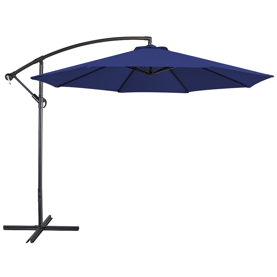image 1 of Yaheetech 289 cm Patio Offset Umbrella Cantilever Umbrella-Navy Blue