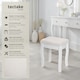 image 2 of Dressing Table Stool - padded, with solid wood legs, rose pattern