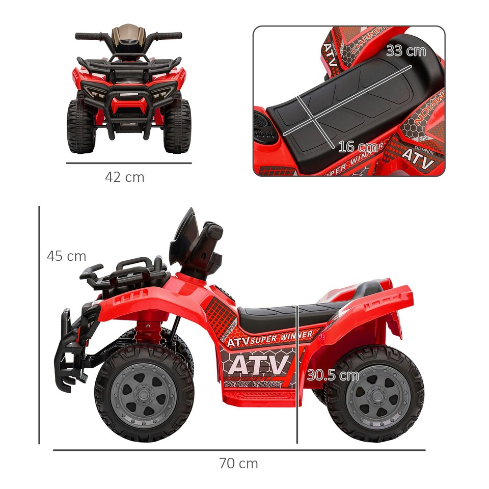 image 1 of HOMCOM 6V Kids Electric Ride on Car Toddler Quad Bike ATV for 18-36 month Red