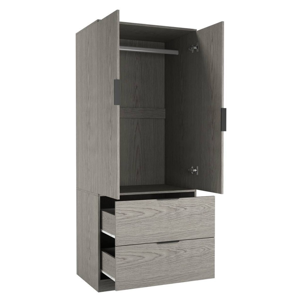 image 1 of FUJI 2 Door 2 Drawer Minimalist Bedroom Wardrobe Storage & Hanging Rail 180cm | Multi | Cedar Grey | 1