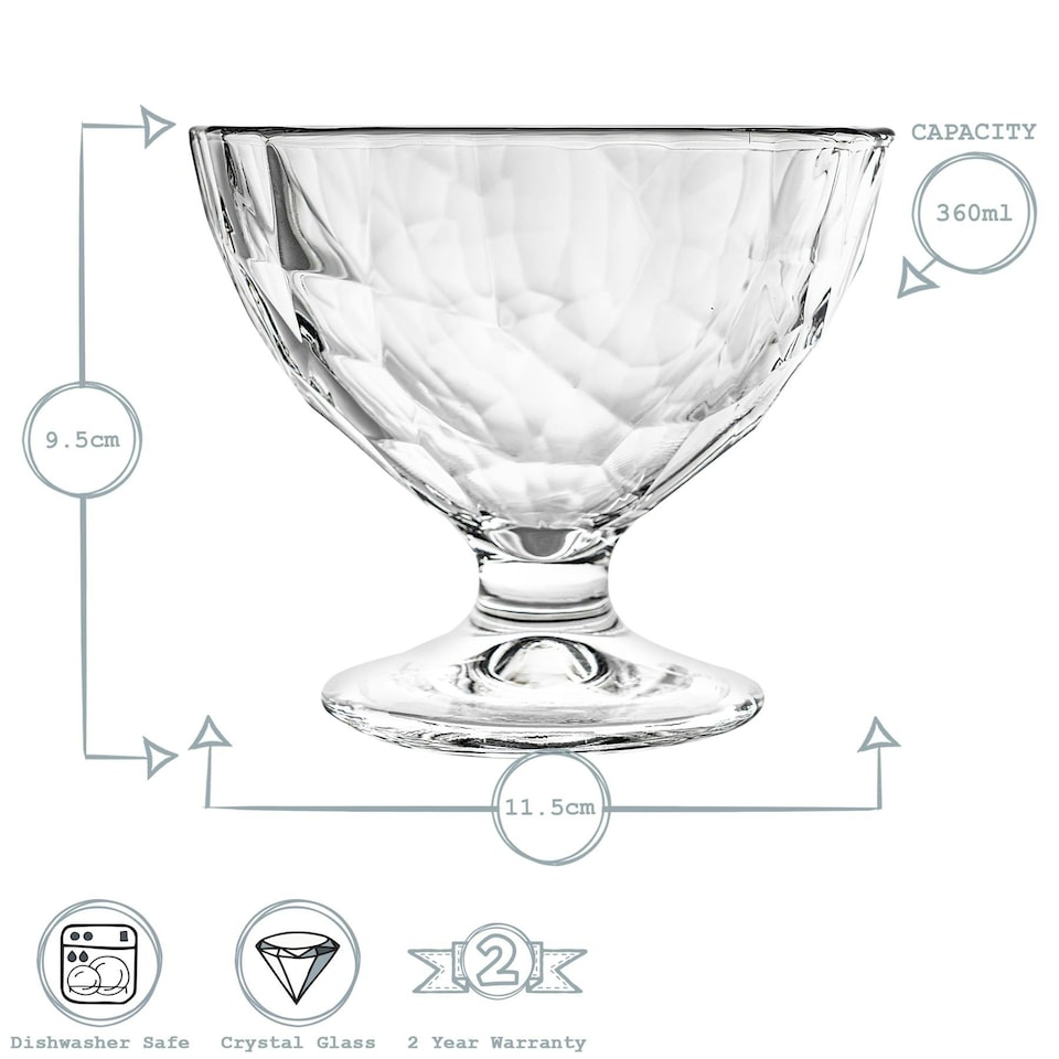 image 1 of Bormioli Rocco Diamond Ice Cream Bowls - 360ml - Pack of 6 Clear