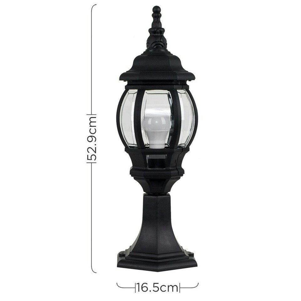 image 1 of ValueLights Black Windsor Outdoor Post Topper Light with 6W Warm White Bulb Black
