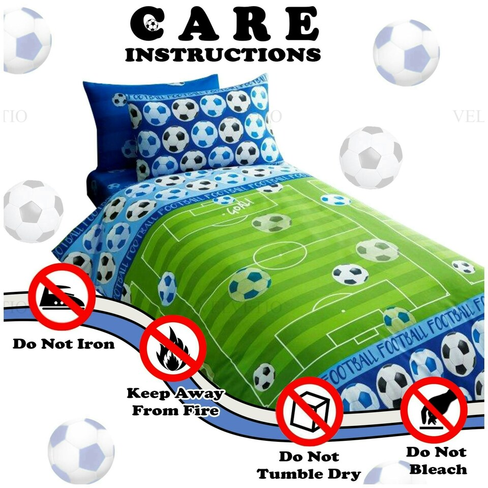 image 1 of VELVETIO Goal Duvet Cover Set Luxury Reversible Kids Printed Beddings Blue | Single