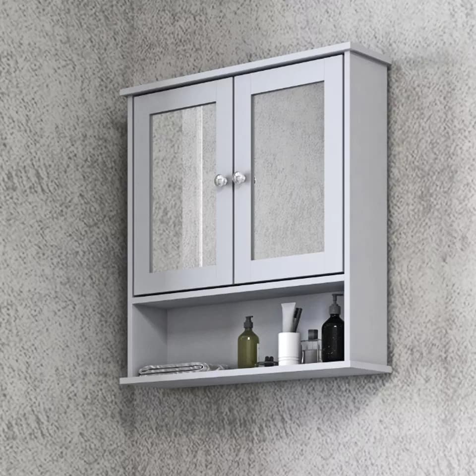 image 1 of 3 Piece Bathroom Furniture Set - Under Sink Cabinet, Mirror Cabinet & Toilet Paper Dispenser | Grey | 0 x 0 x 0 | 1
