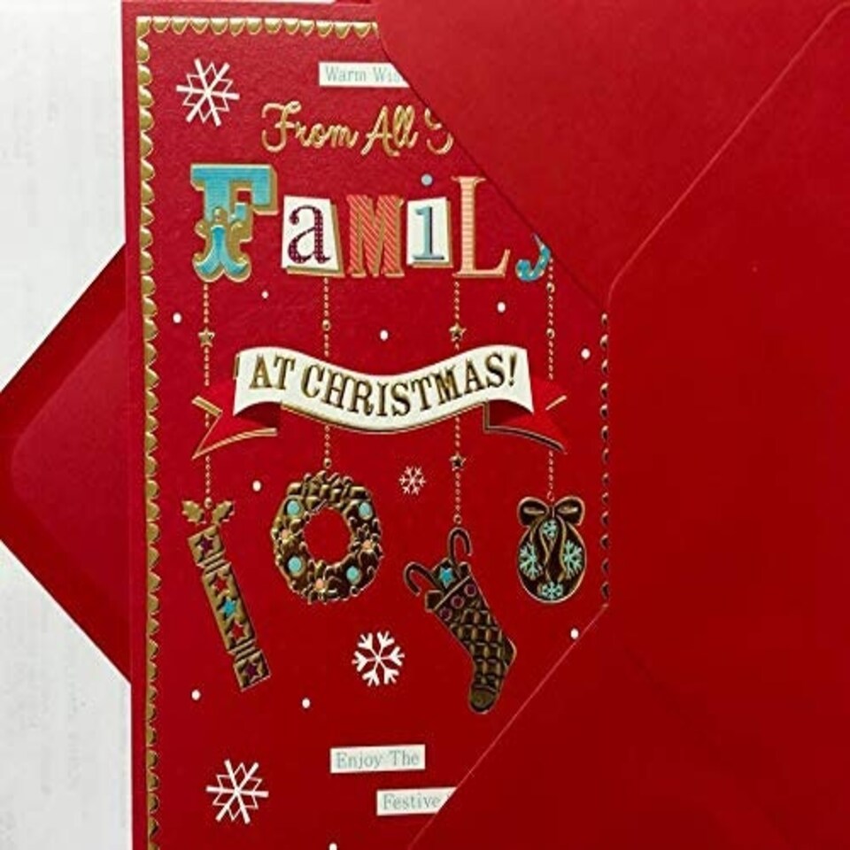 image 1 of TRADITIONAL FROM ALL THE FAMILY AT CHRISTMAS NICE VERSE GOLD FOIL GREETING CARD