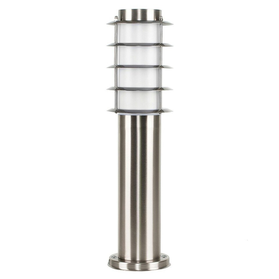 image 1 of ValueLights Wharf Outdoor Stainless Steel 450mm Bollard Lantern Light Post & Cool White LED Bulb