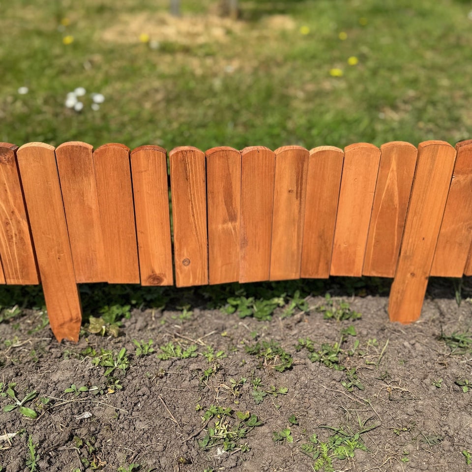 image 1 of Wooden Log Roll Style Garden Lawn Edging (70cm x 20cm) - 6 Panels
