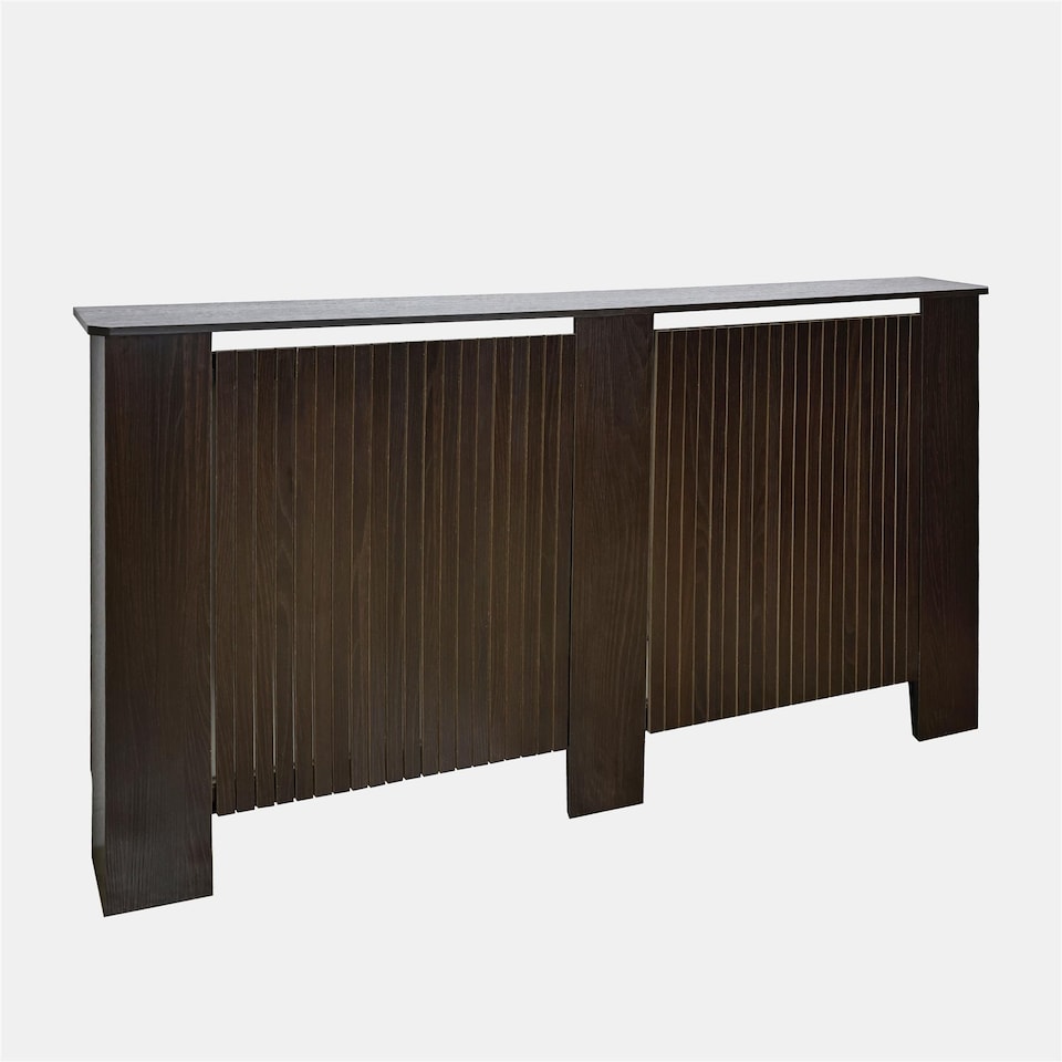 image 1 of OHS Ribbed Large Radiator Cover Slatted Engineered Wood | Brown | Dark Brown Wood