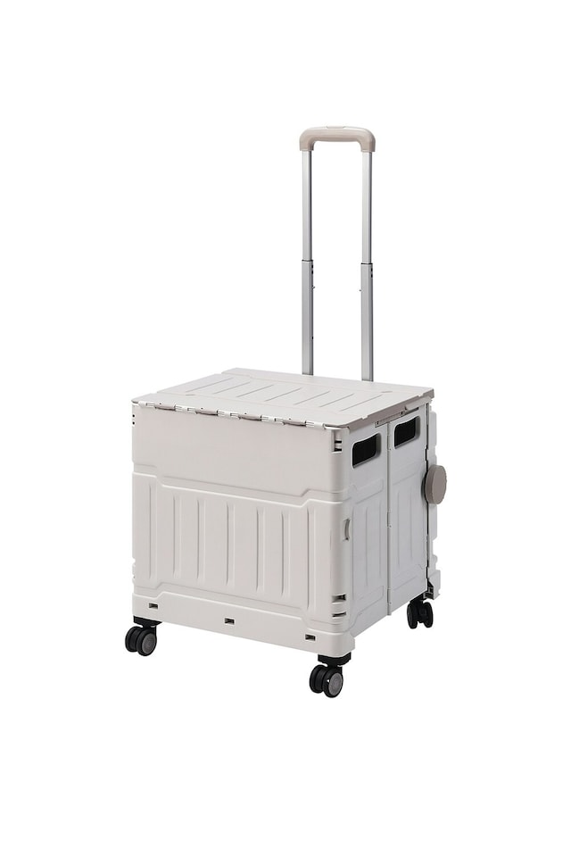 image 1 of Living and Home Collapsible Rolling Utility Crate - White 50L | White