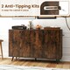 image 6 of COSTWAY Buffet Sideboard Modern 4-Door Storage Cabinet Brown Brown