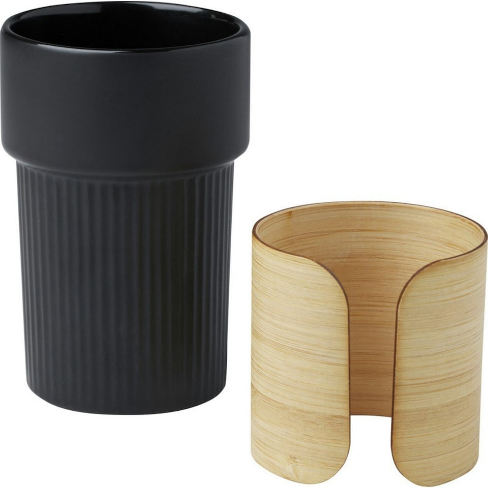 image 1 of Fika Bamboo Sleeve 340ml Tumbler - Solid Black - One Size