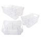 image 1 of 3 x Large (55x35x12.5cm) Stackable Modular Adjustable Plastic Compartment Organisers For Food, Crafts & Makeup Clear