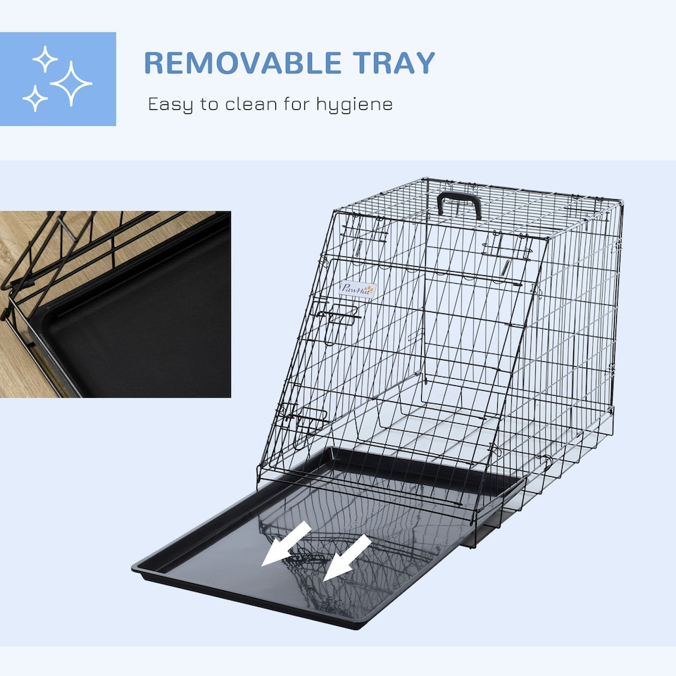 image 1 of Pawhut Trapeze Collapsible Dog Pet Travel Box Cage Removable Tray 77 x 47 x 55cm