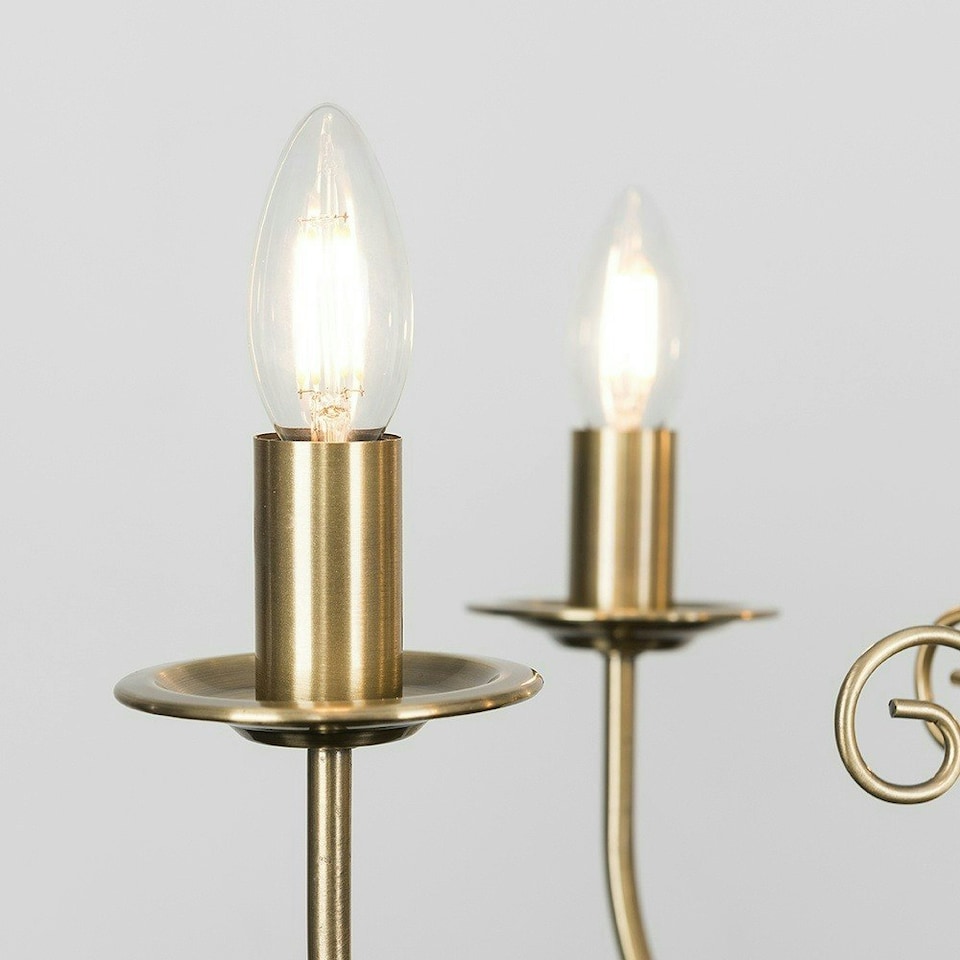 image 1 of ValueLights Memphis Twist Antique Brass Gold Chandelier and E14 Candle LED 4W Cool White 6500K Bulb