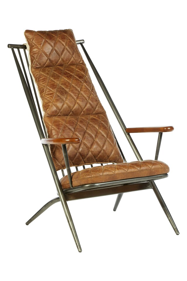 image 1 of Light Brown Leather Chair,Luxe Accent Seat,Occasional Chair With Ash Wood Armrests,Ideal For Outdoor Use | Brown