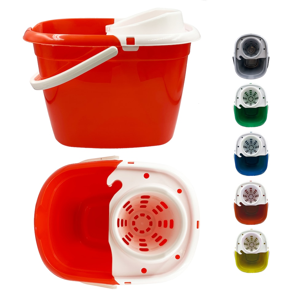 image 1 of Colour Coded Mop Bucket with Removable Wringer 12L Heavy Duty Plastic Cleaning Bucket for Home Kitchen and Catering
