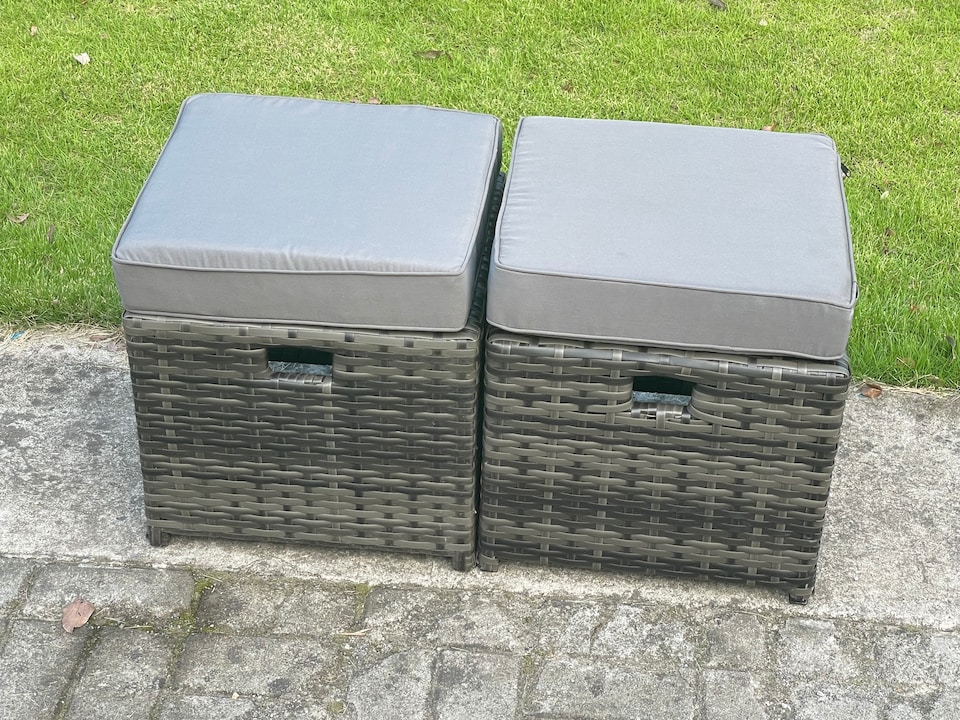 image 1 of Fimous High Back Rattan Garden Furniture Corner Sofa Sets Adjustable Rising Table Dark Mixed Grey 8 seater left corner