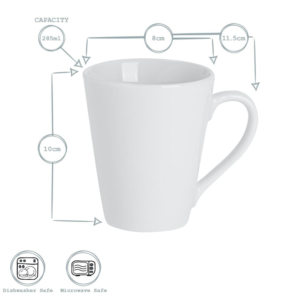 image 1 of Argon Tableware 24x Classic White Latte Mugs - 285ml - Coffee Mugs Coffee Cups Latte Cup Cappuccino Cup Drinking Mugs White