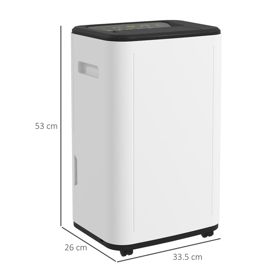 image 1 of HOMCOM 20L/Day 6L Dehumidifier, Portable Quiet Air Dehumidifier for Laundry | White