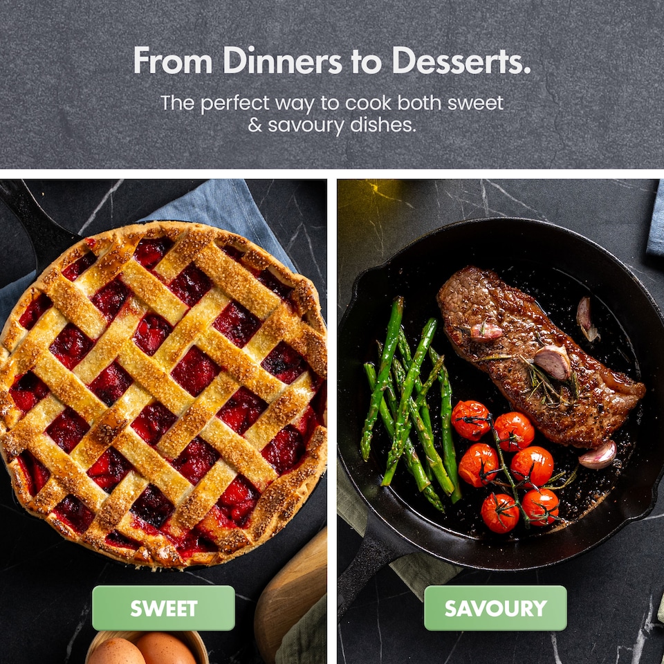 image 1 of VonShef 3Pc Cast Iron Skillet Pan Set - 6", 8", 10"