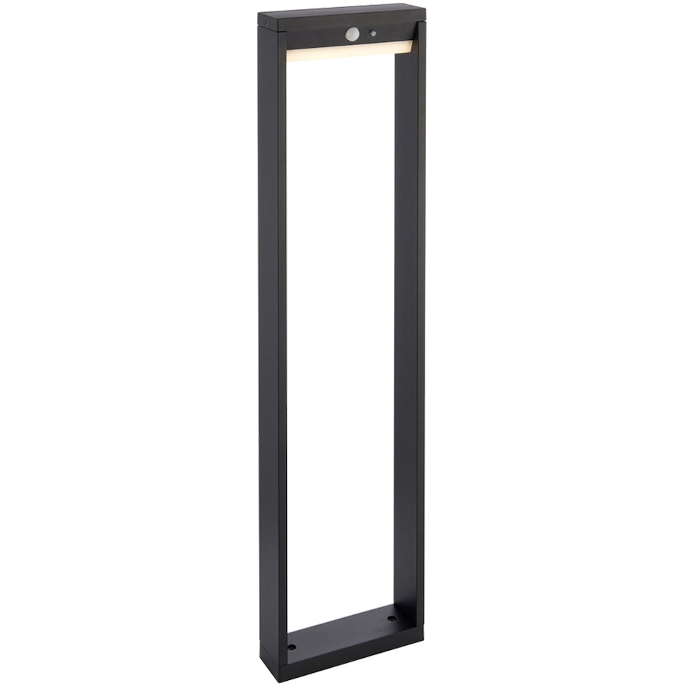 image 1 of 800mm Solar Powered Outdoor Bollard Post Light - Textured Black & White Diffuser