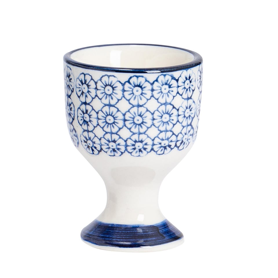 image 1 of Nicola Spring Hand-Printed Egg Cups - 5.5cm - Navy - Pack of 6