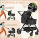 image 3 of HOMCOM 2 in 1 Pushchair Stroller w/ Reversible Seat Single Hand Foldable Black