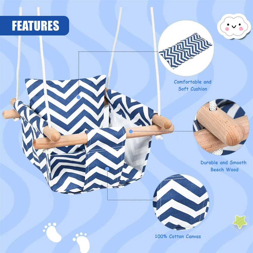 image 1 of The Magic Toy Shop Adjustable Baby Swing Cotton Seat