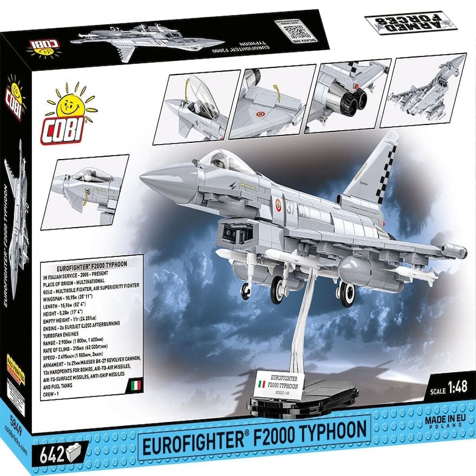 image 1 of Eurofighter Typhoon (Italy) brick plane model - COBI 5849 - 642 bricks