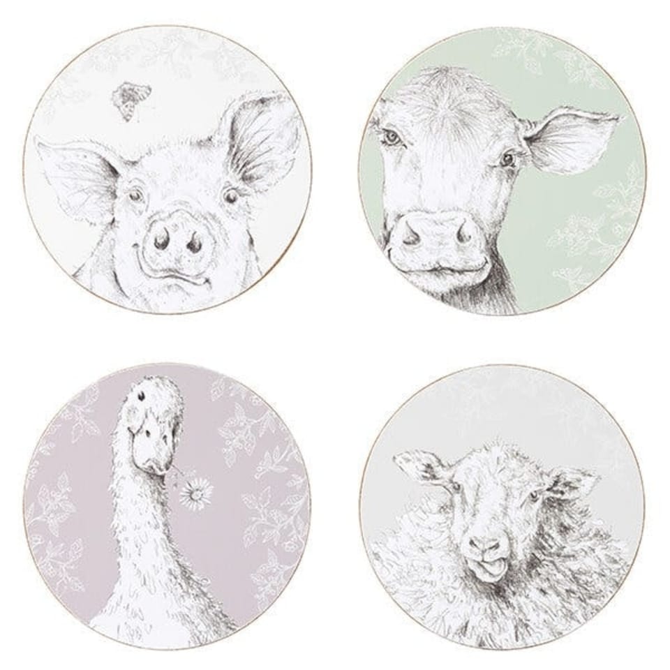 image 1 of English Tableware Company Fieldview Farm Set of 4 Round Coasters
