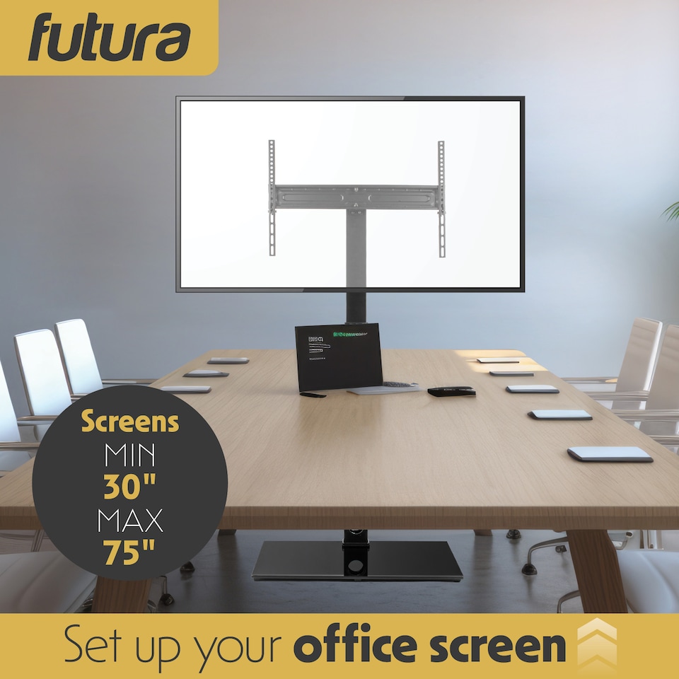 image 1 of Futura 30 to 75 Inch Universal TV Floor Stand Swivel Height Adjustable 40kg Load Black