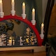 image 5 of 45cm Battery Operated Light up Red Wooden Christmas Candle Bridge with 9 Warm White LEDs