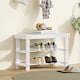 image 2 of HOMCOM Bamboo Shoe Bench, 3-Tier Shoe Storage Bench with Slatted Shelves for Entryway Hallway, Holds 6 Pairs, White | White | White
