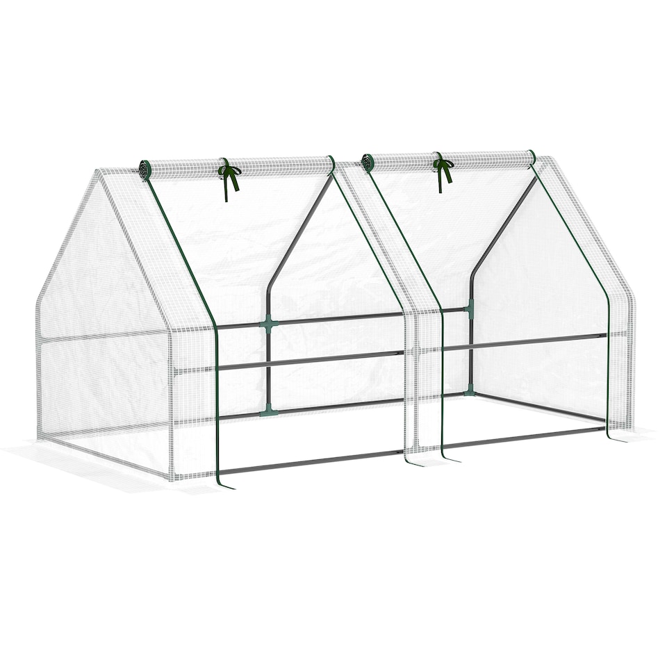 image 1 of Outsunny Mini Small Greenhouse with Steel Frame & PE Cover & Window