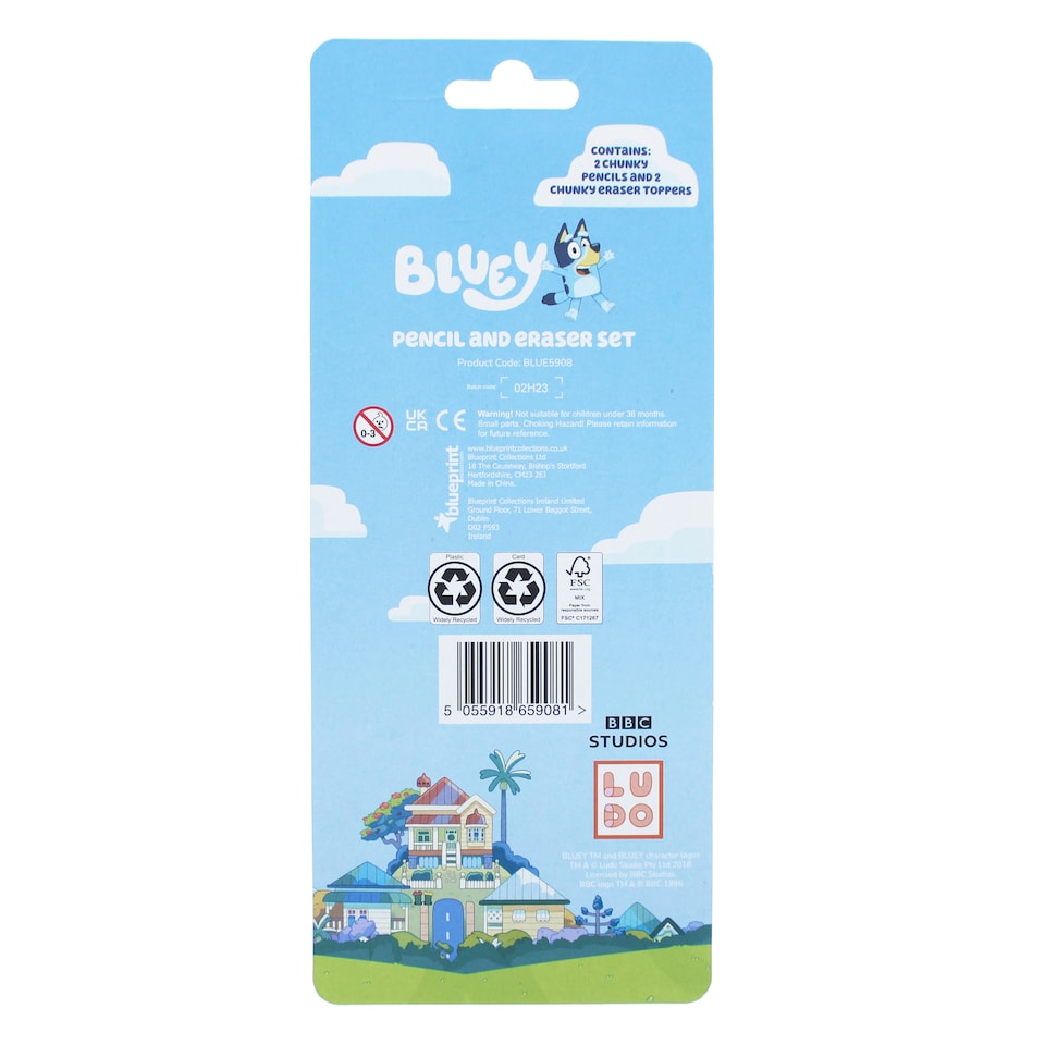 image 1 of Bluey Pencil & Eraser Set