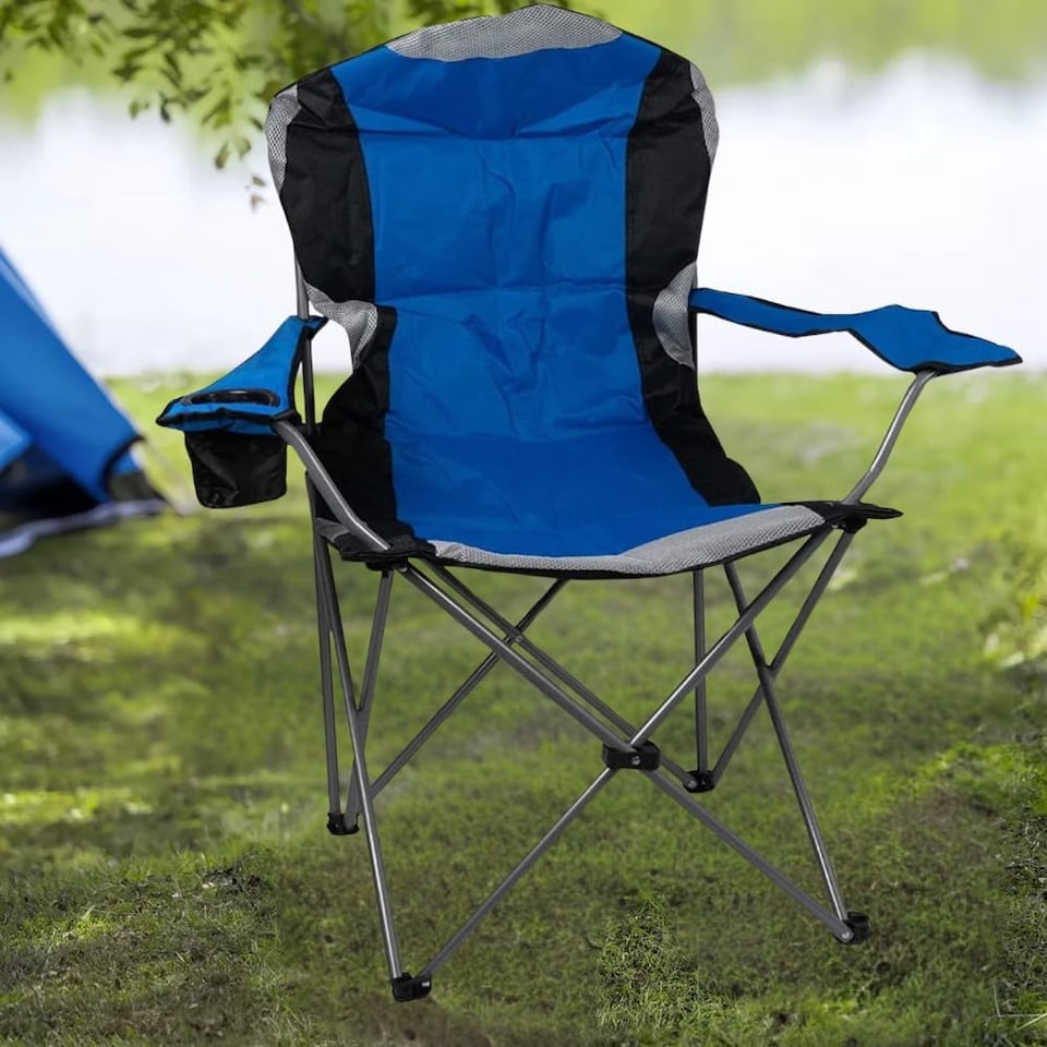 Marco Paul High Back Padded Camping Chair - Blue - Tesco Groceries
