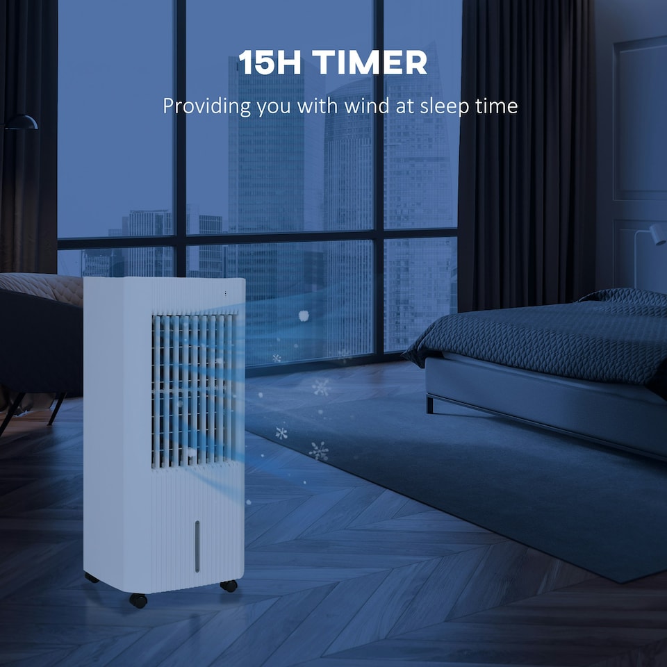 image 1 of HOMCOM Portable Air Cooler with Humidifier, Ice Packs, Oscillation, White