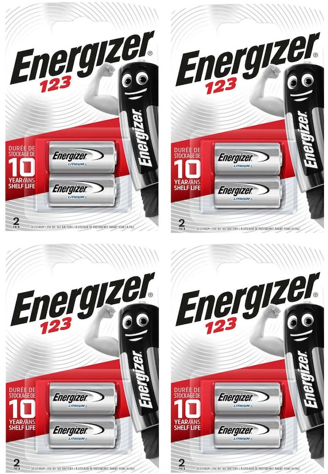 Energizer CR123 Batteries, 3V Lithium Battery, 8 Pack (4x Pack of 2)