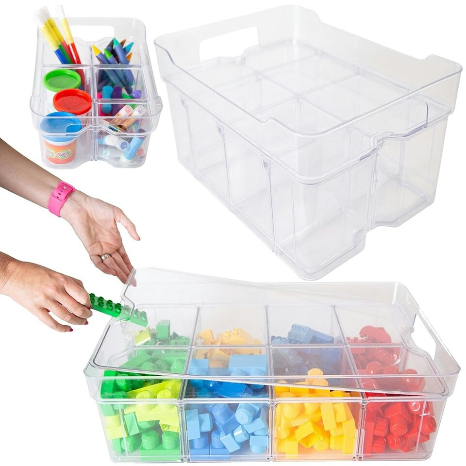 image 1 of 2 x Large (55cm x 35cm x 12.5cm) Plastic Modular Containers For Crafts, Beads & Food Clear