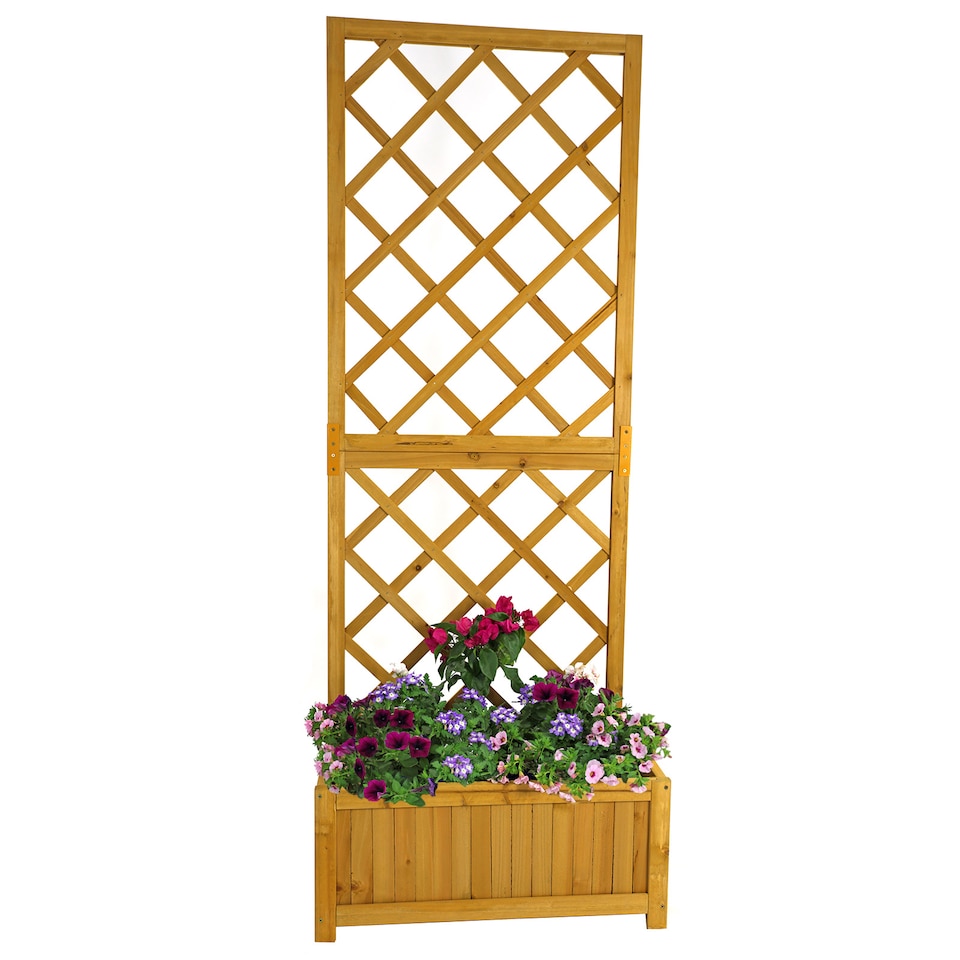 image 1 of Wooden Garden Planter Lattice Large Patio Climbing Plant Box Raise Bed Flowerpot
