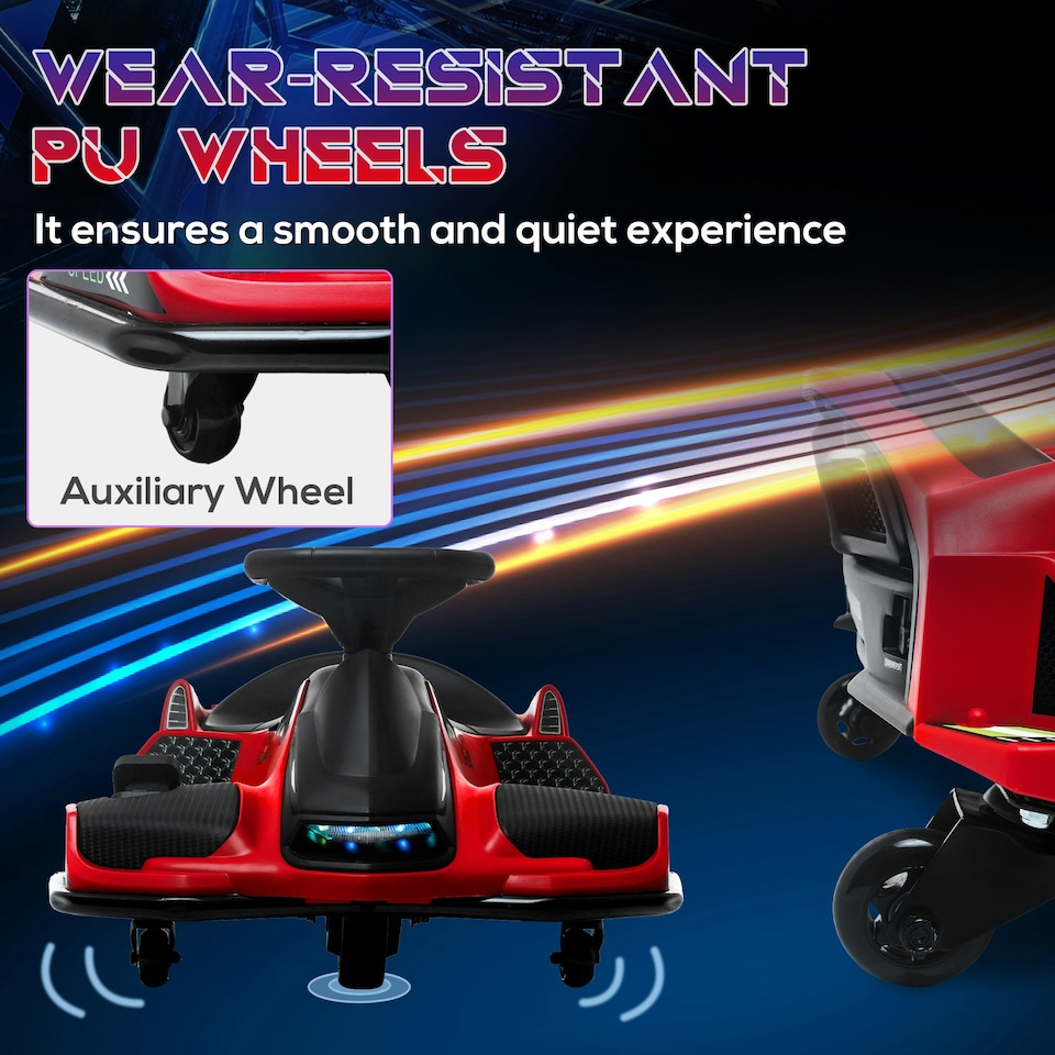 image 1 of HOMCOM 12V Electric Go Kart for Kids with Music, LED Lights, Red
