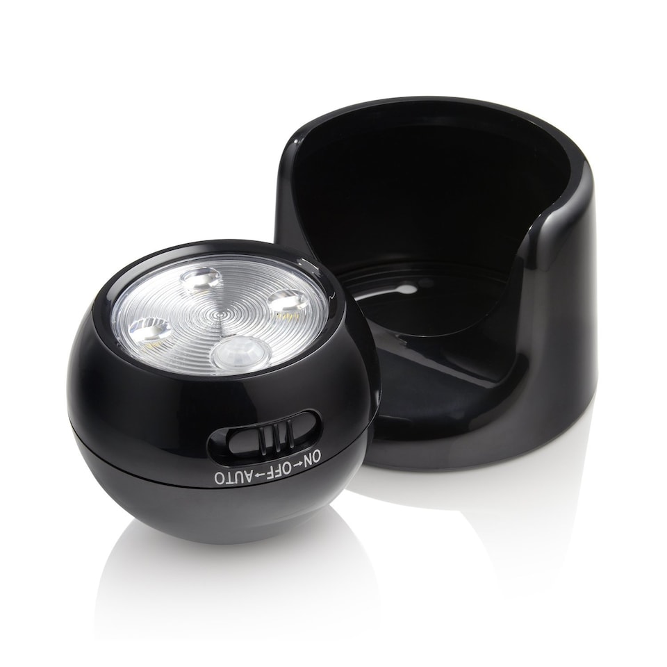 image 1 of Auraglow Battery Operated Motion Activated PIR Sensor Cordless Security Light | Black