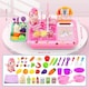 image 5 of Kids Kitchen Sink Playset with Real Running Water Food Accessories Cookware Hanging Rack and Storage Space