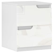 HOMCOM Modern Bedside Table with 2 Drawers for Bedroom, Living Room, White
