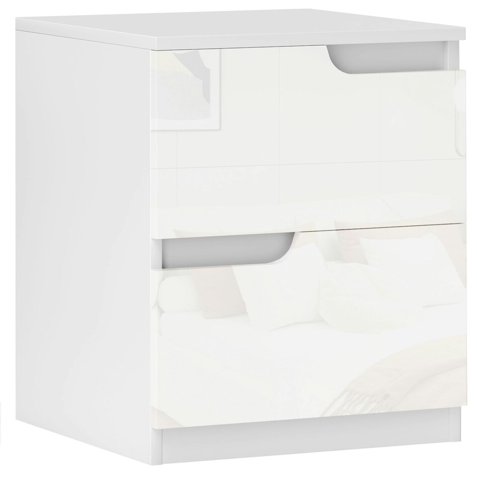 image 1 of HOMCOM Modern Bedside Table with 2 Drawers for Bedroom, Living Room, White