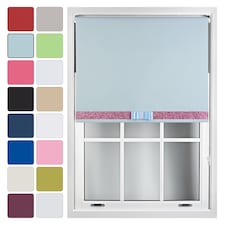 FURNISHED Blackout Roller Blinds with Glitter Trim and Bow Insulated Designed Window Shade | Blue | Duck Egg Blue | (W) 90cm x (L) 165cm