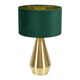 image 4 of ValueLights Jax Gold Dimmable Touch Table Lamp with Forest Green Velvet with Gold Inner Lamp Shade and LED Bulb