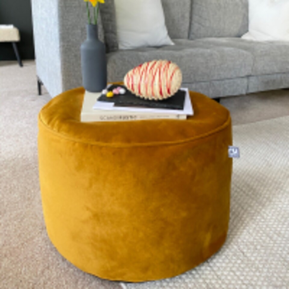 image 1 of rucomfy Velvet Pouffe - Indoor Bean Bag Footstool