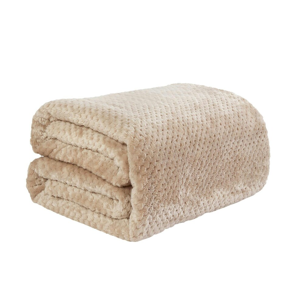 image 1 of OHS Luxury Waffle Mink Blanket, 125x150cm - Cream