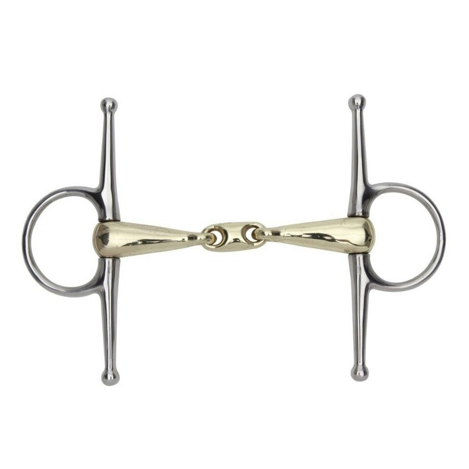 Shires Brass Lozenge Horse Snaffle Bit - Brass - 4.5in